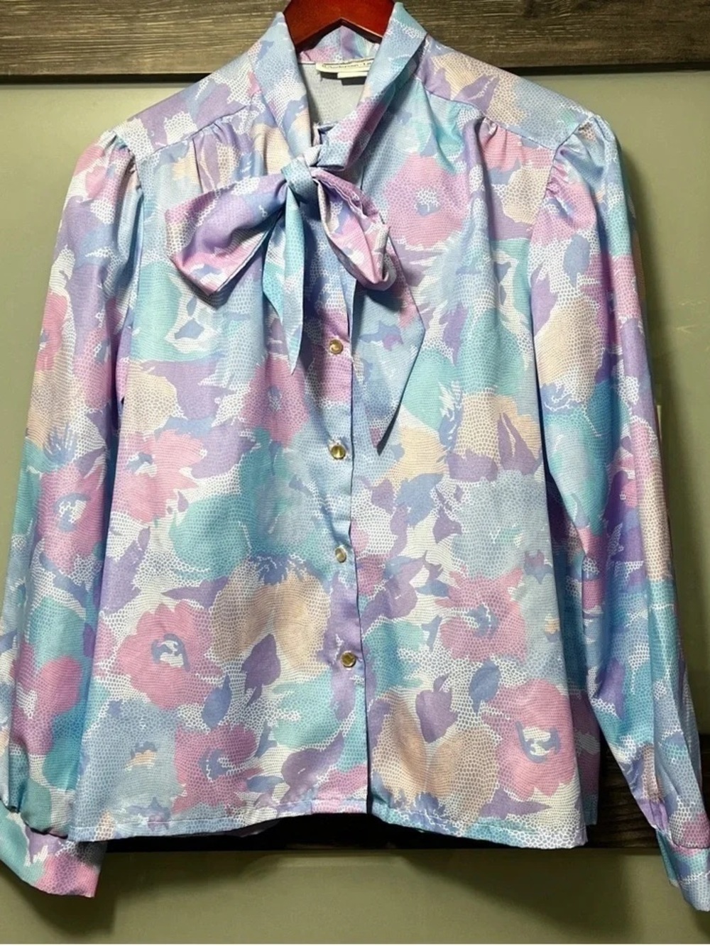 Pastel Floral Tie-Neck Blouse - Lavender Multi